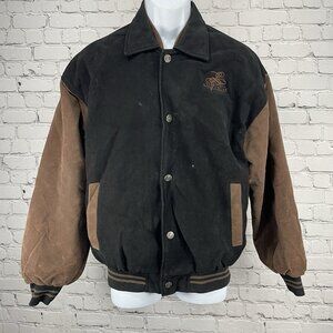 Jon Lauren Apparel Black Las Vegas Varsity Zipped Snap Pockets Jacket Size L